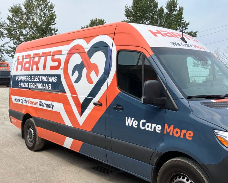 Harts Plumbers, Electricians, & HVAC Technicians work van near your city.
