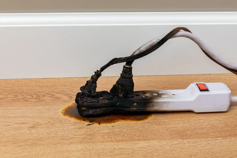 Power strip extension cord that caught fire.